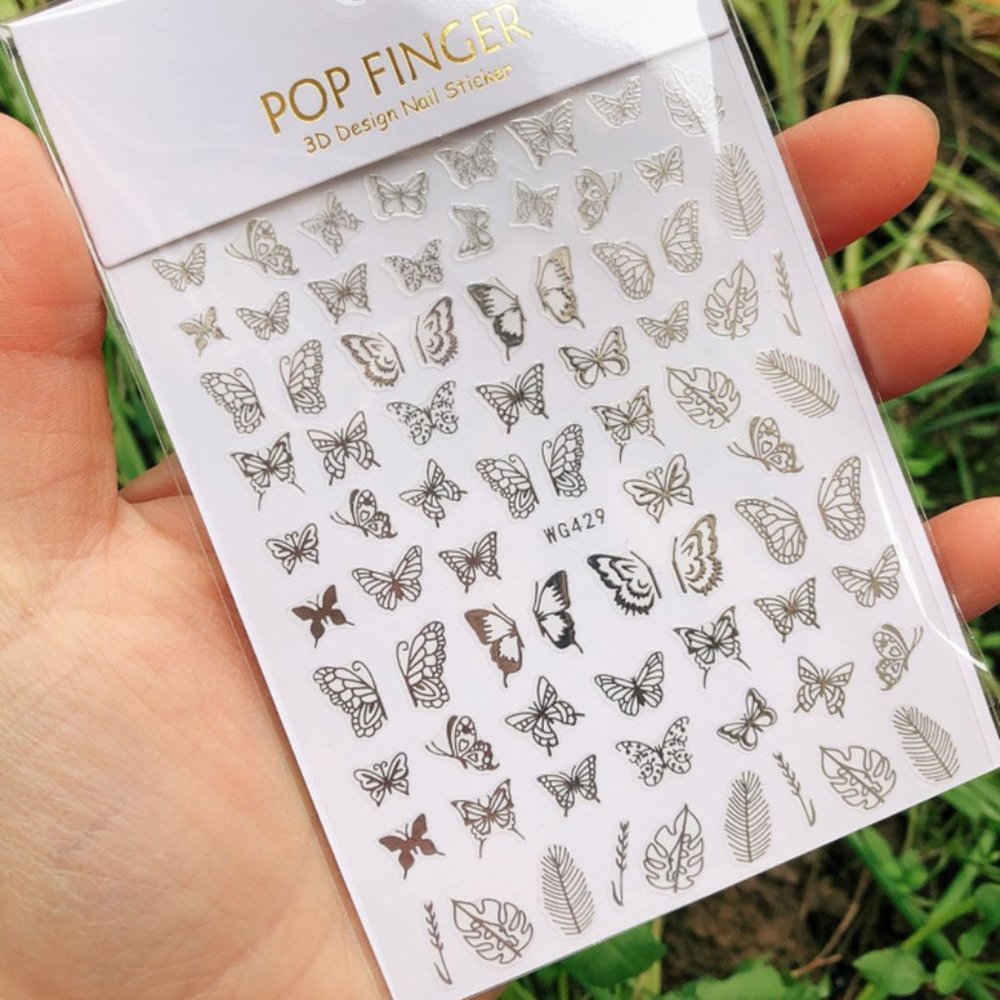 Butterfly Nail Stickers Nail Art Design DIY Decal Pink - US Stock